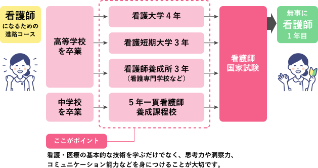 看護師になるためのプロセス図