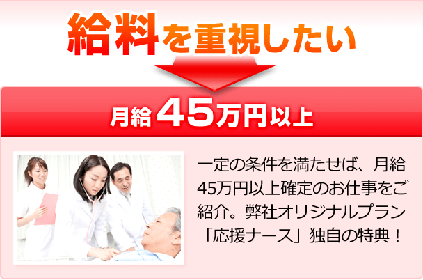 給料を重視したい 月給45万円以上